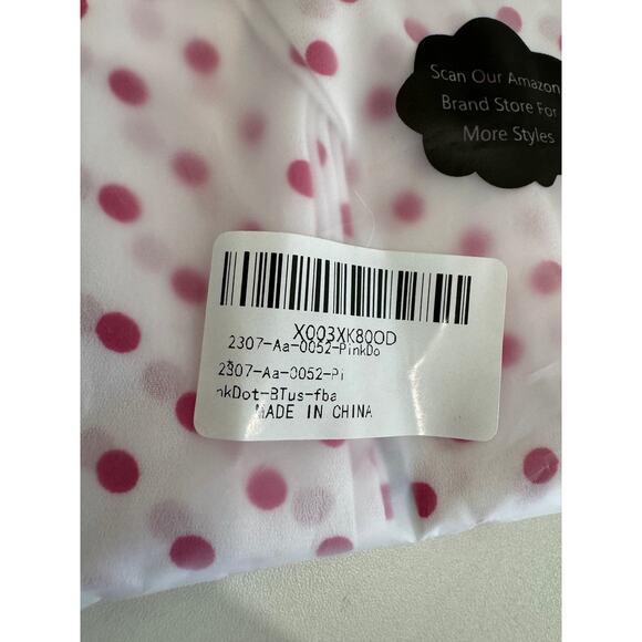 NWOT White and Pink Polkadotted Scarf Ascot Tie - Picture 4 of 6